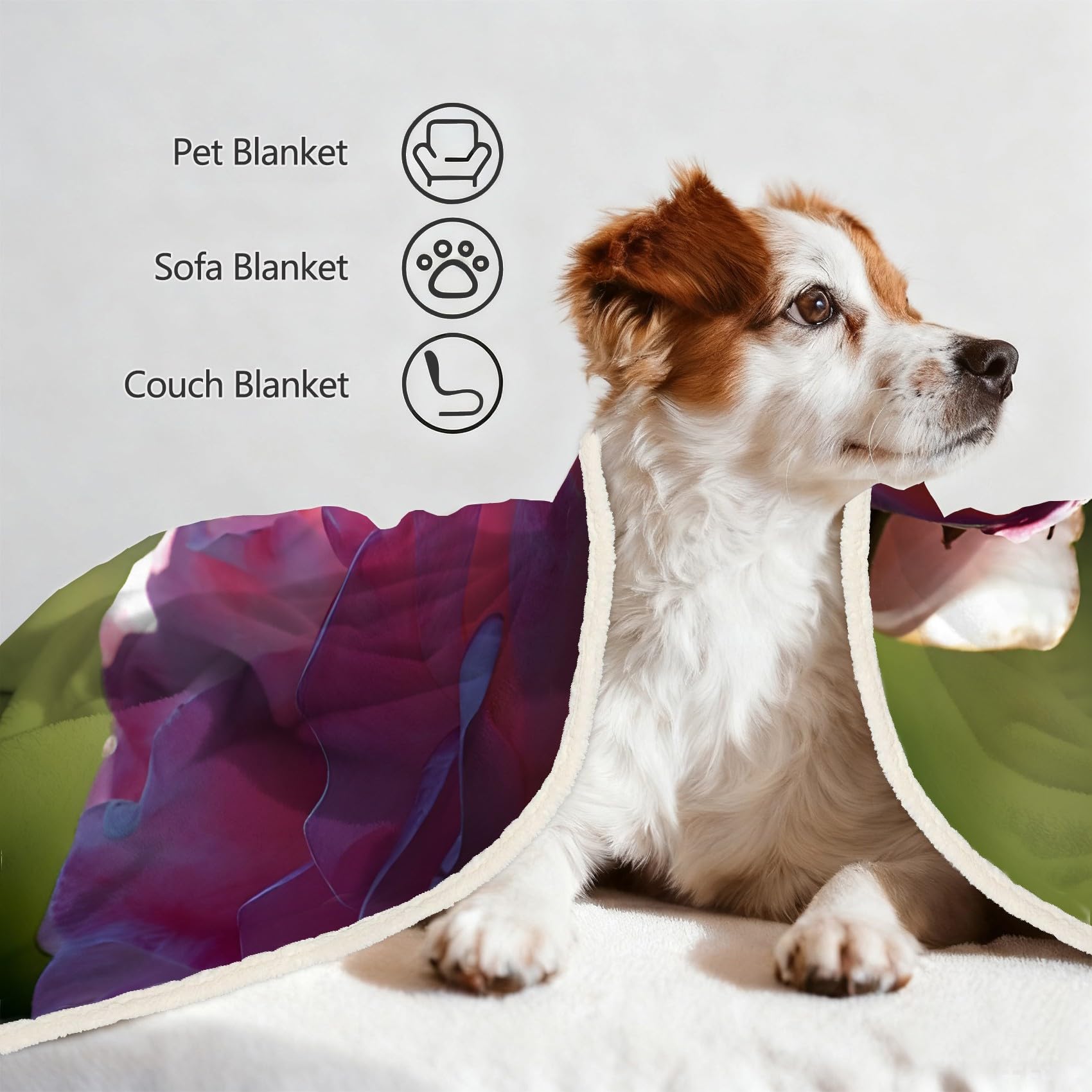 Rosa Rose Fleecedecke 130x150 cm – Extra dick & kuschelweich, Flowers Flauschige Decke für Einzelbett, Sofa & Wohnzimmer, Überwurf