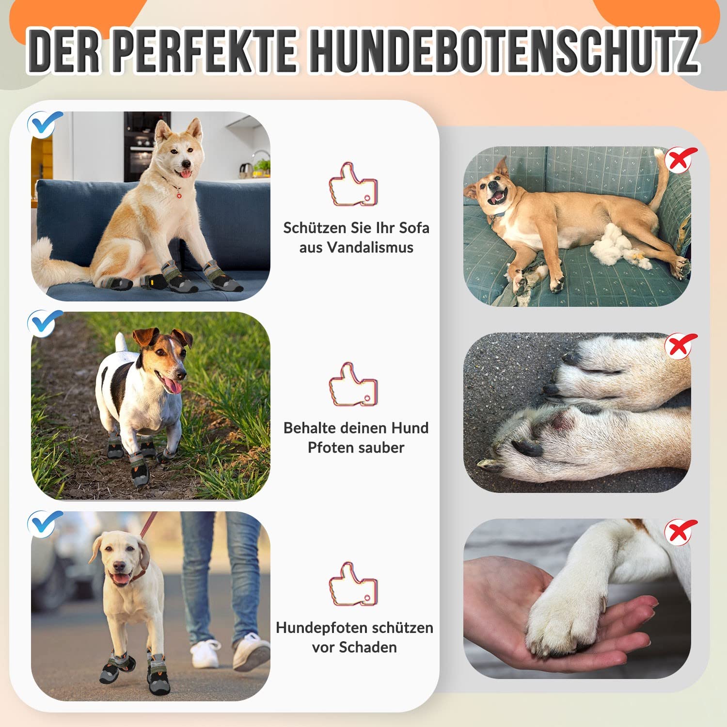 SlowTon Hundeschuhe Pfotenschutz, 4 Stück atmungsaktive Hunde Schuhe Outdoor mit Rutschfester Sohle, verstellbarem reflektierendem Klettverschluss Hundestiefel für kleine, mittlere und große Hunde