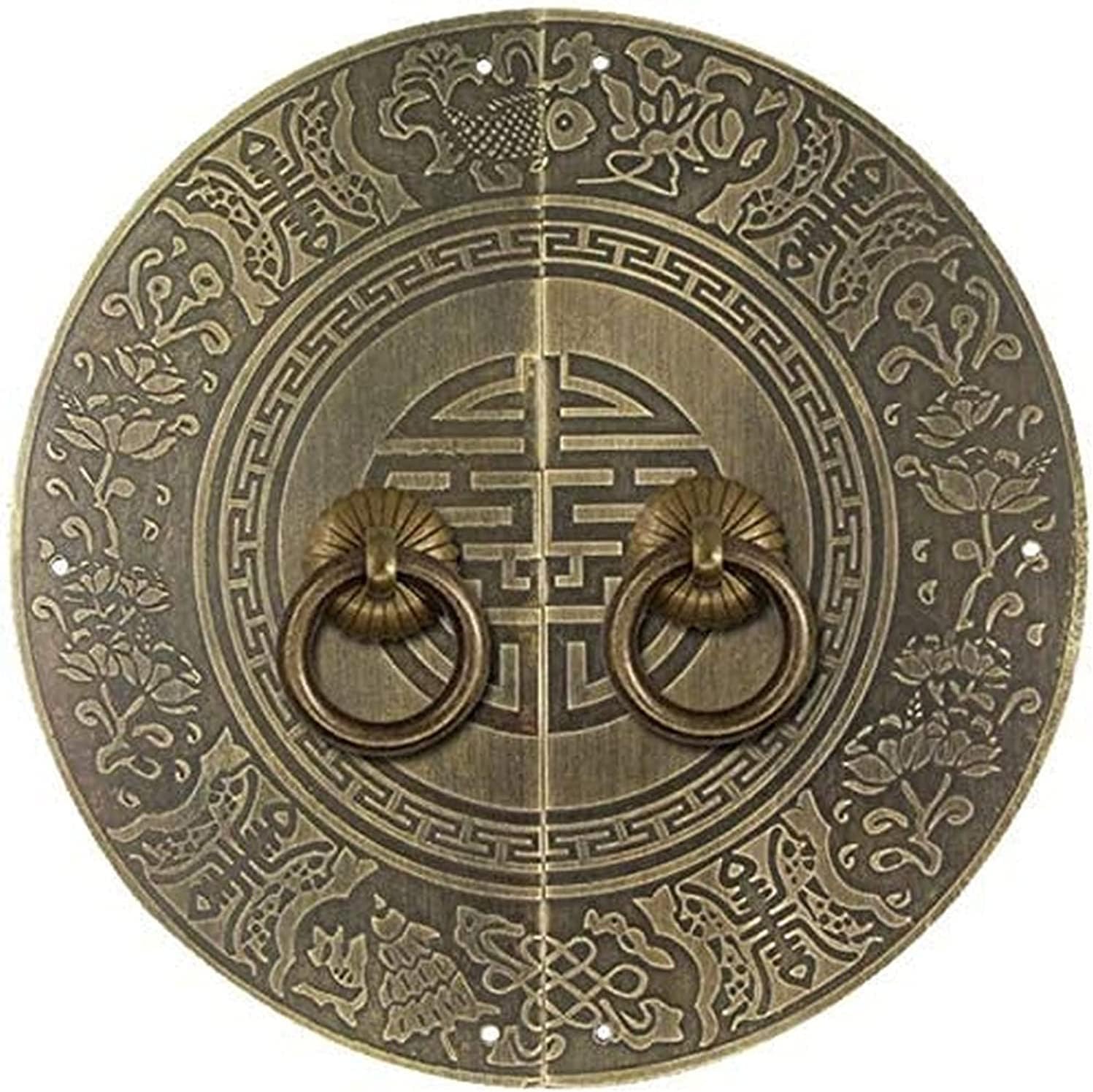 Classical Door Handle Chinese Knocker Antique Brass Door Handle Ming and Qing Furniture Door Handle Cabinet Vintage Handle Door Lock Closet Door Handle (A)