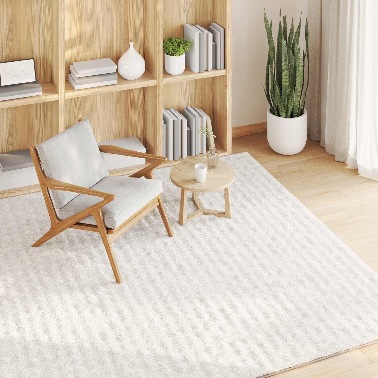 Tappeto Sirolo, 240 x 240 cm, quadrato, in robusto poliestere, antiscivolo e lavabile in lavatrice, design moderno per soggiorno, camera da letto, sala da pranzo e terrazza coperta, colore