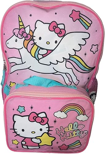 Miniatura 3 de Accessory Innovations Hello Kitty Mochila de tamaño completo de 16 pulgadas con lonchera desmontable