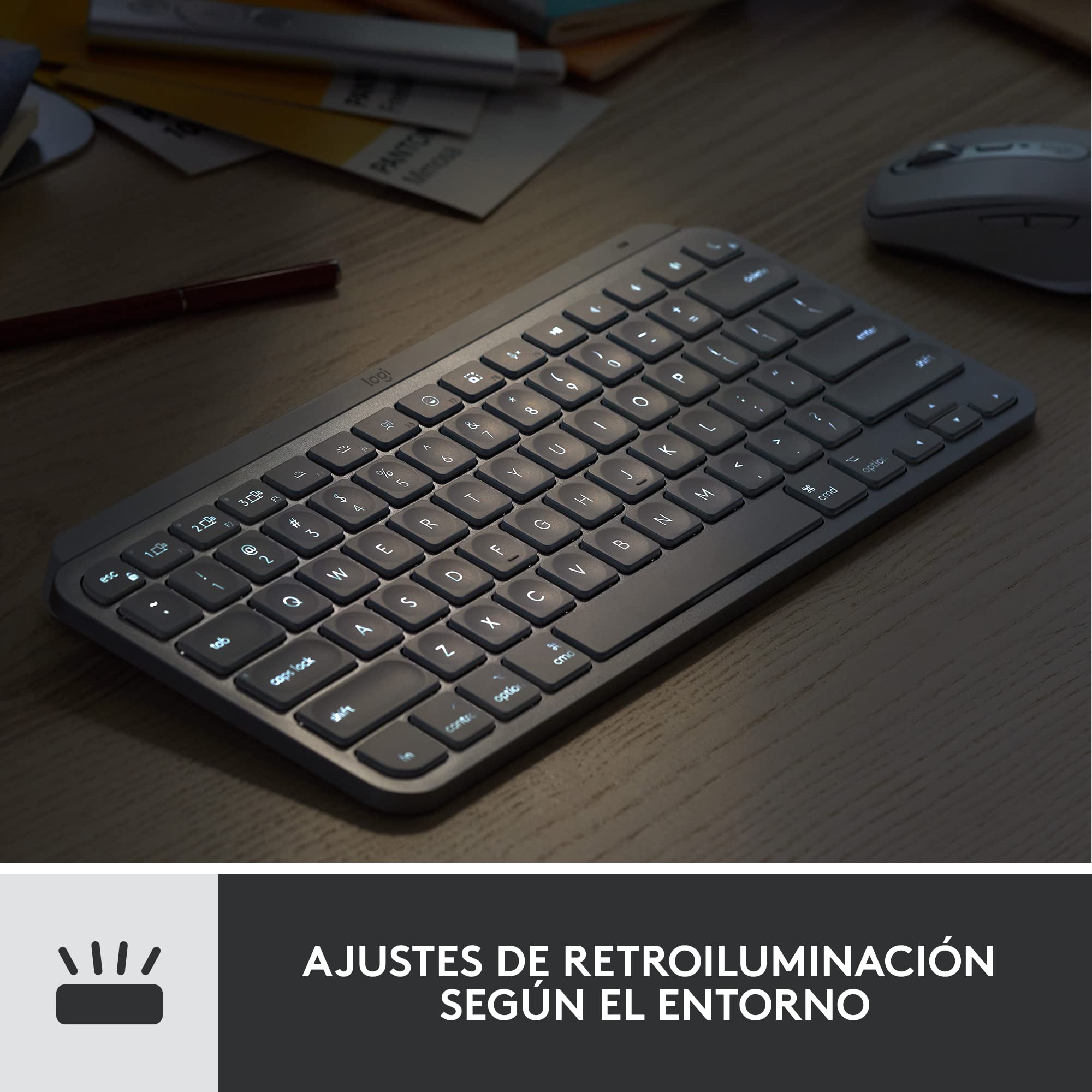 Logitech MX Keys Mini Combo para Empresas, Compacto, Teclado y ratón inalámbricos, tecnología Logi Bolt, Bluetooth, Certificado para Windows/Mac/Chrome/Linux - Gris