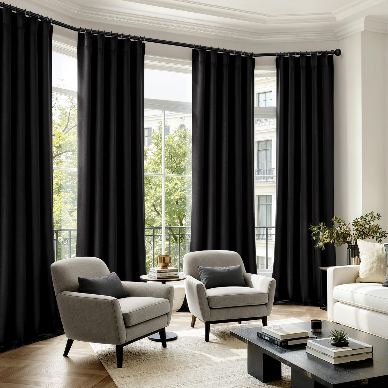 Best Floor to Ceiling Curtains 2026 4 MIULEE Black Pinch Pleat Blackout Curtains 40x96 Inch Length 2 Panels Set — product photo