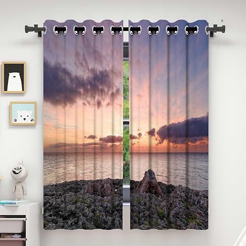 Miniatura 2 de Paisajes Puesta de sol Cortina para Dividir Habitación, Paisaje Nocturno Prueba de Sonido para Puertas Cortinas para Ventanas De Cuarto 55 pulgadas