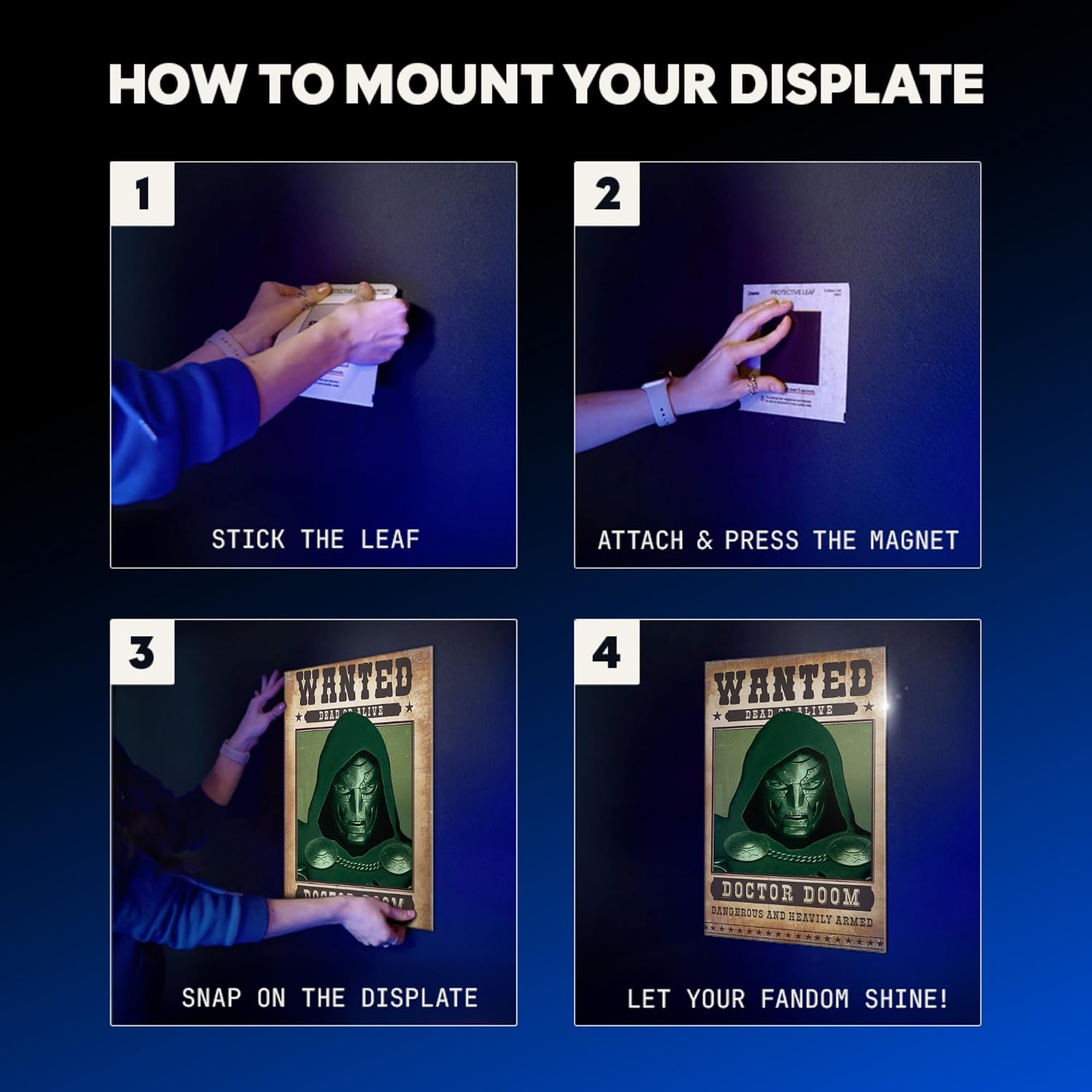 Displate Metal Poster Marvel Wanted Poster - Doctor Doom Magnetic Mount M image 3