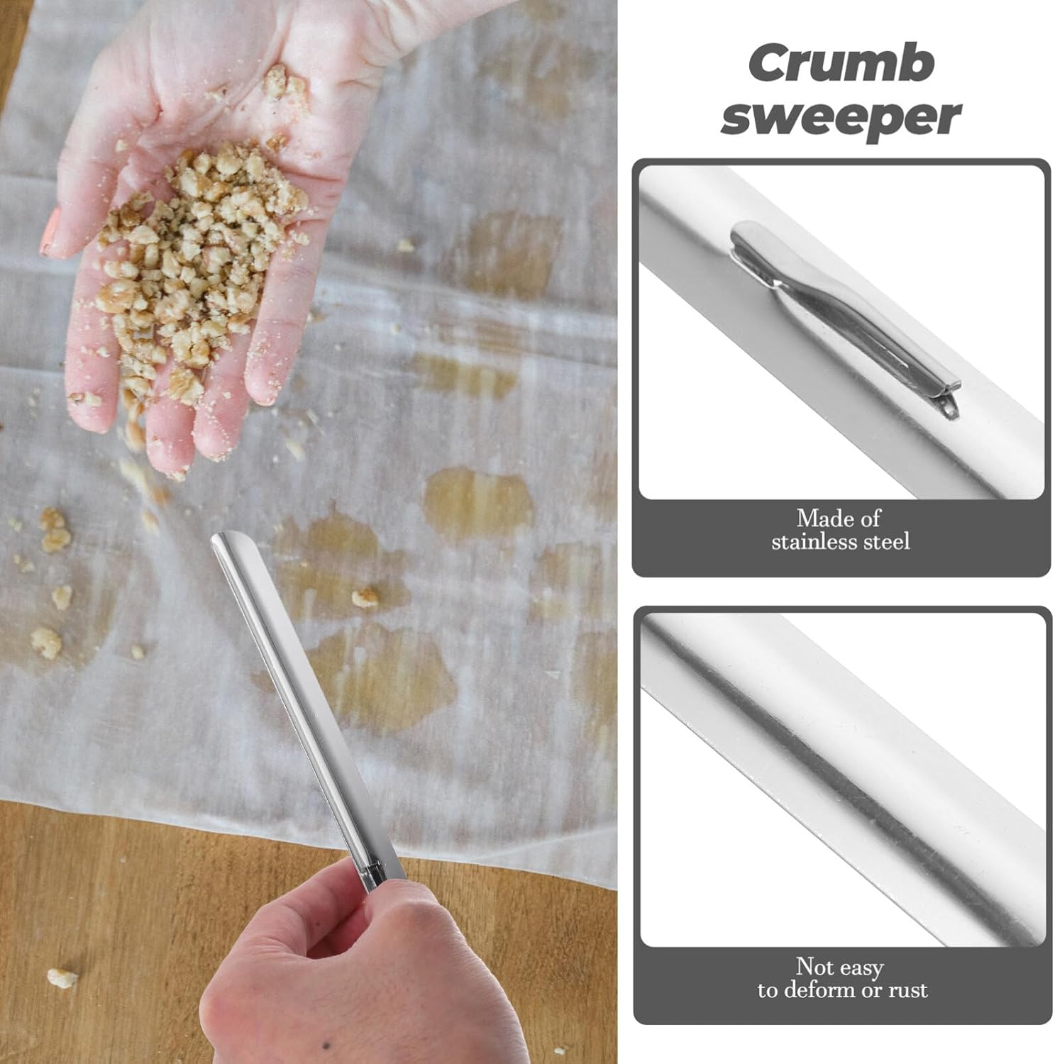 2pcs Crumb Sweepers Stainless Steel Crumbs Scrapers Bread Crumber Cleaner Stainless Steel Table Crumbers Tool for Waiters Waitresses and Servers