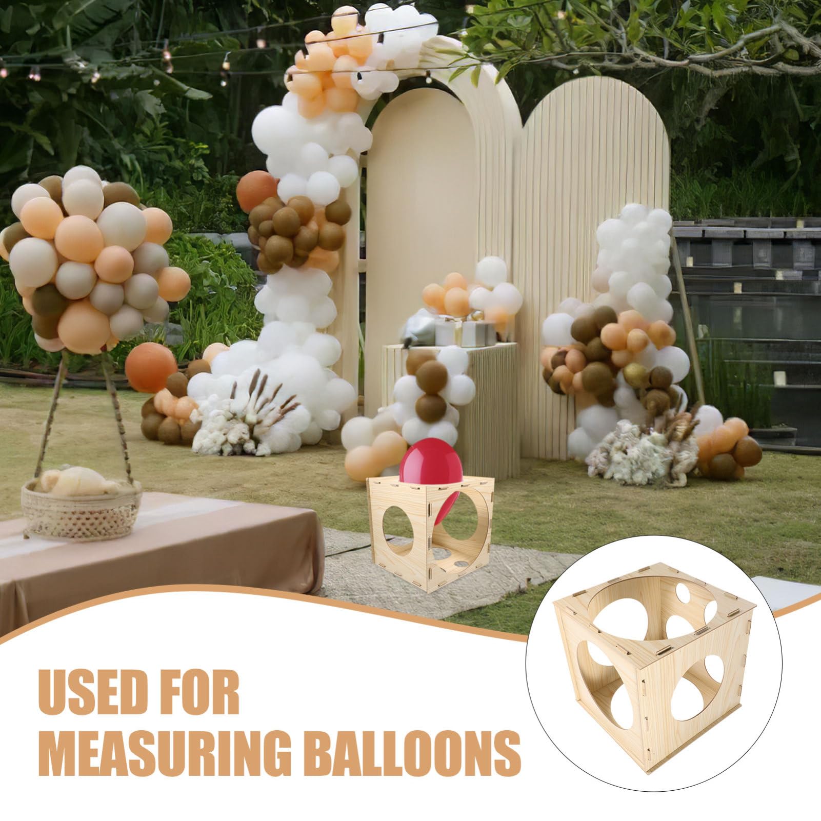Ballonmessgerät mit 9 Löchern und Größenmarker Beige | Faltbar Zerlegbar, für Ballons bei Hochzeit und Feier, Messkasten zur Größenbestimmung von Ballons