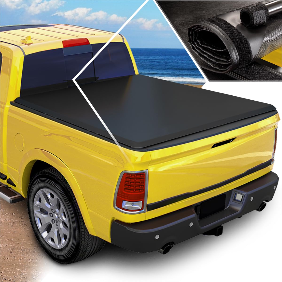 Vinyl Soft Roll Up Truck Bed Tonneau Cover Compatible with 99-07 Chevy Silverado/GMC Sierra 6.5Ft Fleetside Bed