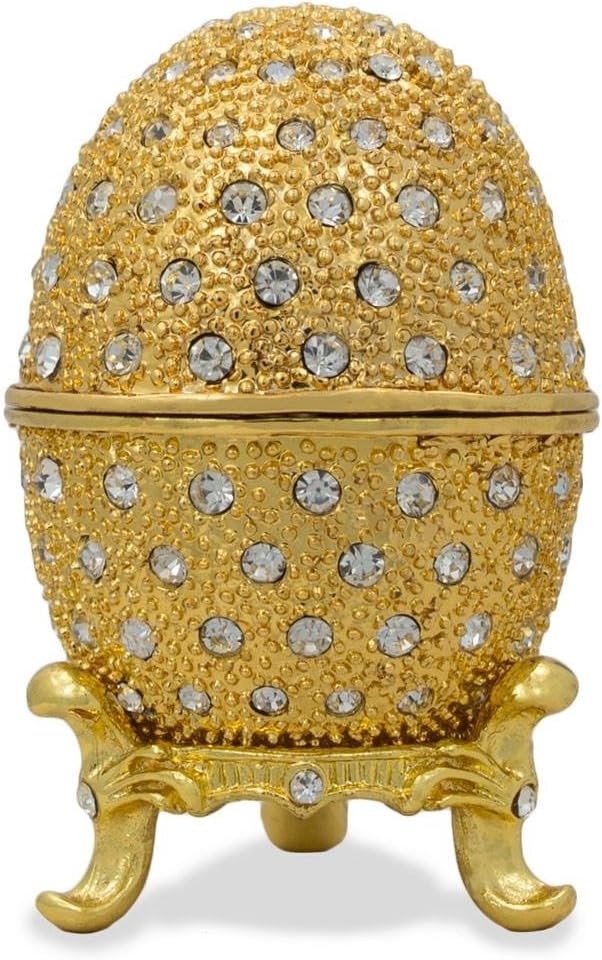 BestPysanky 200 Crystals Gold Enamel Royal Inspired Easter Egg 2.5 Inches