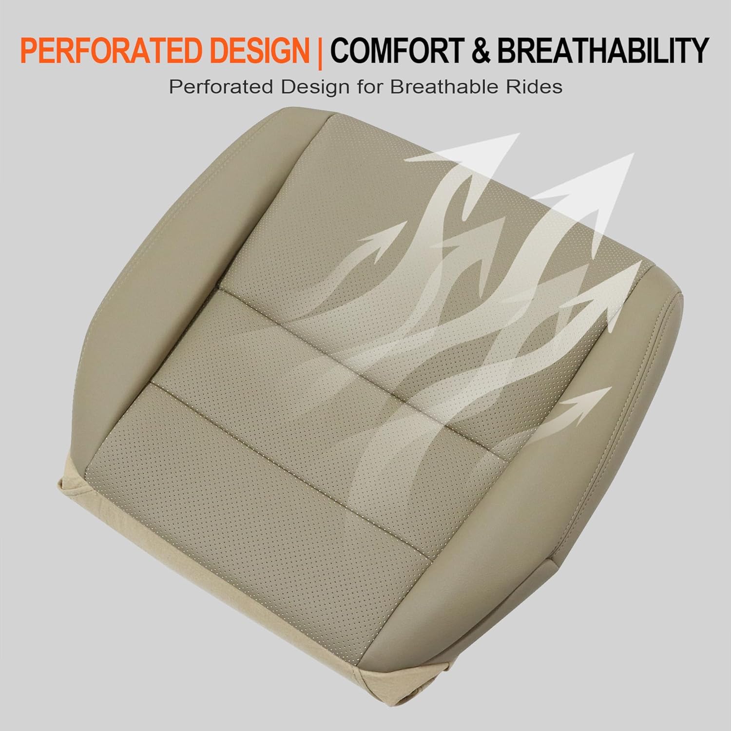 GXARTS Driver and Passenger Side Bottom Replacement Perforated Leather Seat Cover Tan #C Fit for Acura TL 2005 2006 2007 2008