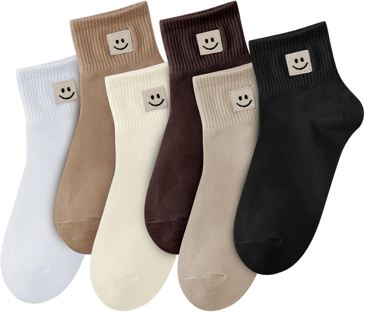 COZYOFFI Women Ankle Socks Cute: 6/10 Pairs Funny Smile Face Gifts Socks - Cotton Sock for Low Cut Shoes