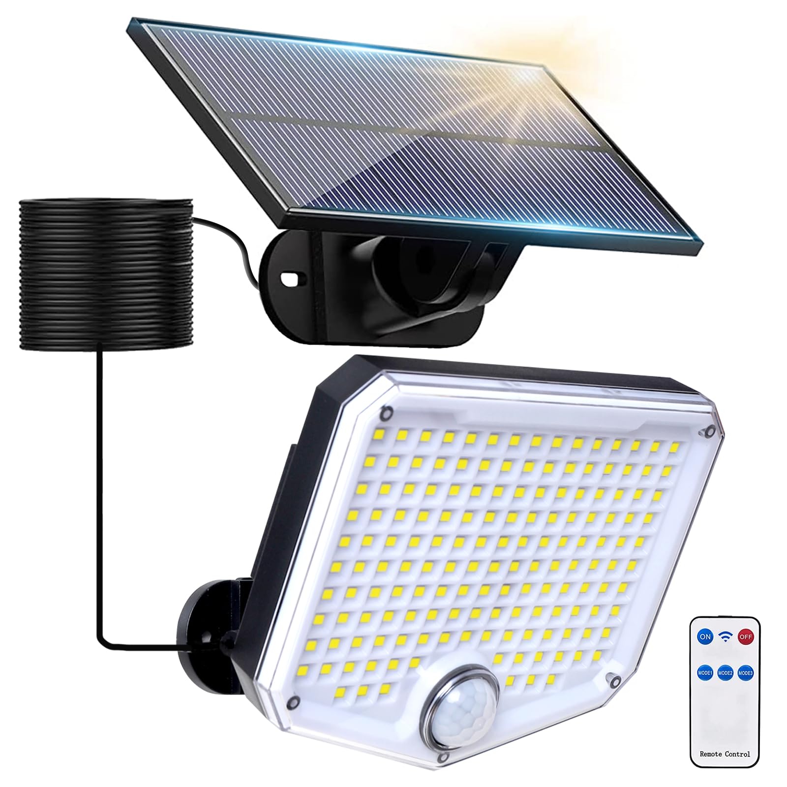 JumJam Solar Flood Lights Outdoor, 153 LEDs Solar Spot Lights Outdoor Motion Sensor, 3 Modes Garden Light Waterproof, PIR Lights for Yard Garage Shed Garden Outside