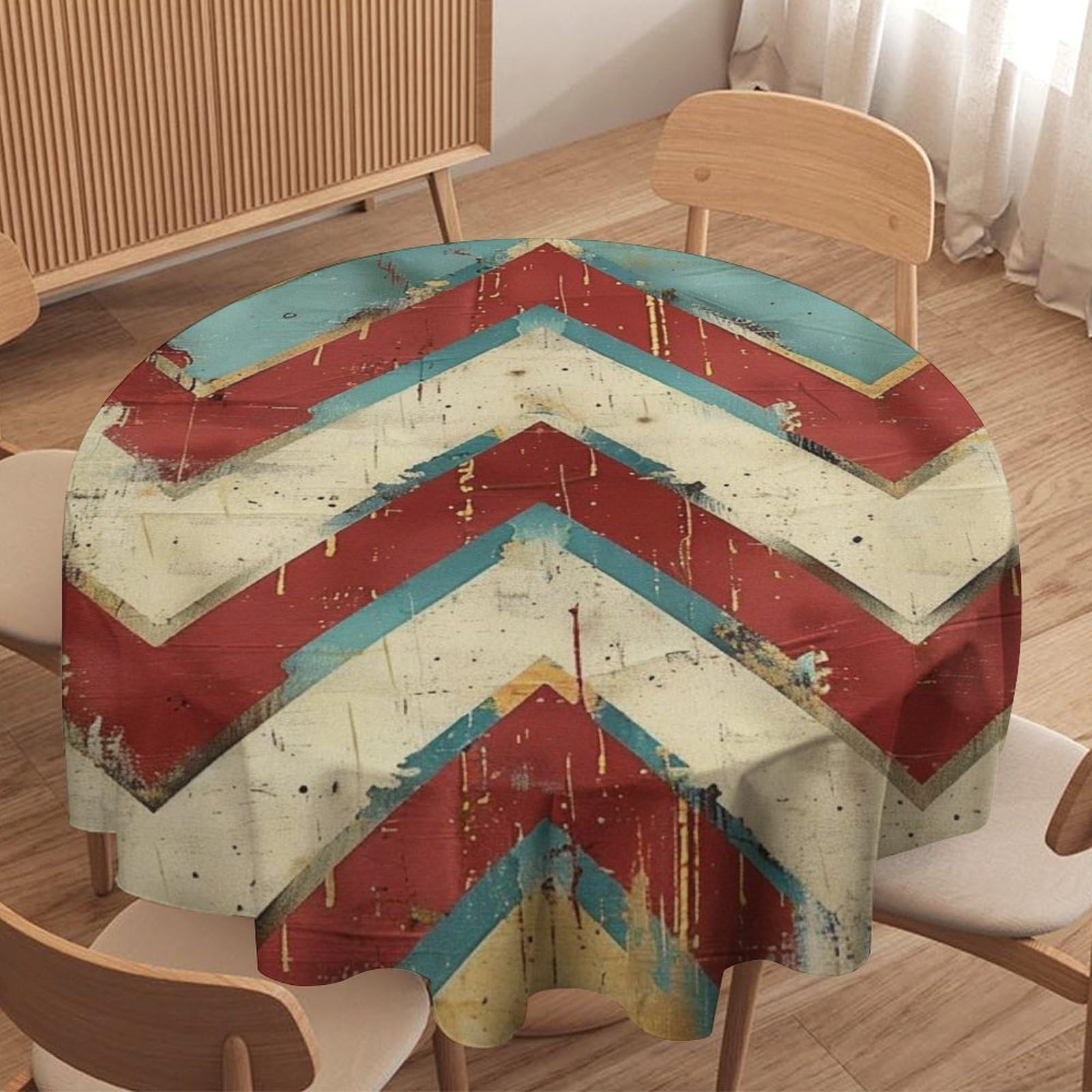 70x70in Table Covers Geometric Kilim Moroccan Ikat Tablecloth for Round Table Stain Resistant Table Cloths for Cafe Coffee Table Picnic Patio Indoor Outdoor Use