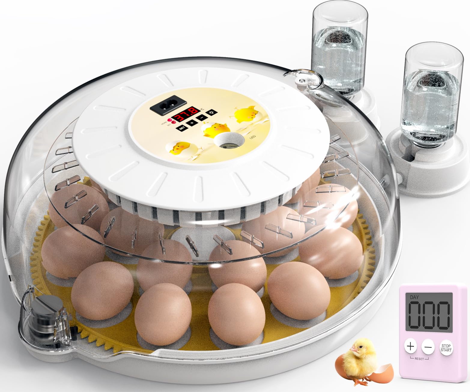 DETODDA Eggs Incubators for Hatching Eggs with Automatic Turner, 18 Egg Incubators for Hatching Chicks, Egg Candler, Incubator for Chicken Eggs with Automatic Water Top-up for Hatching Chickens