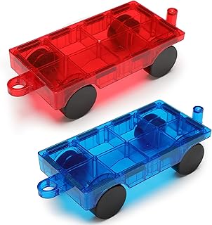 FNJO Magnetic Car Set, Compatible with Magnetic Tiles, 2 Car Trucks