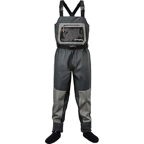 Dark Lightning Breathable Insulated Chest Waders, Perfect for 4 Seasons Fly Fishing Stocking Foot Waders for Men and Women