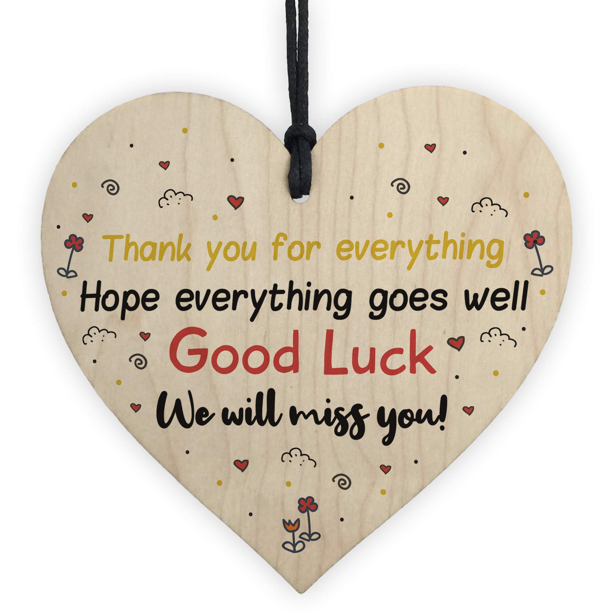 Red Ocean Wooden Heart Gift For Colleague Friendship Gift Thank You Leaving Work Good Luck Gift