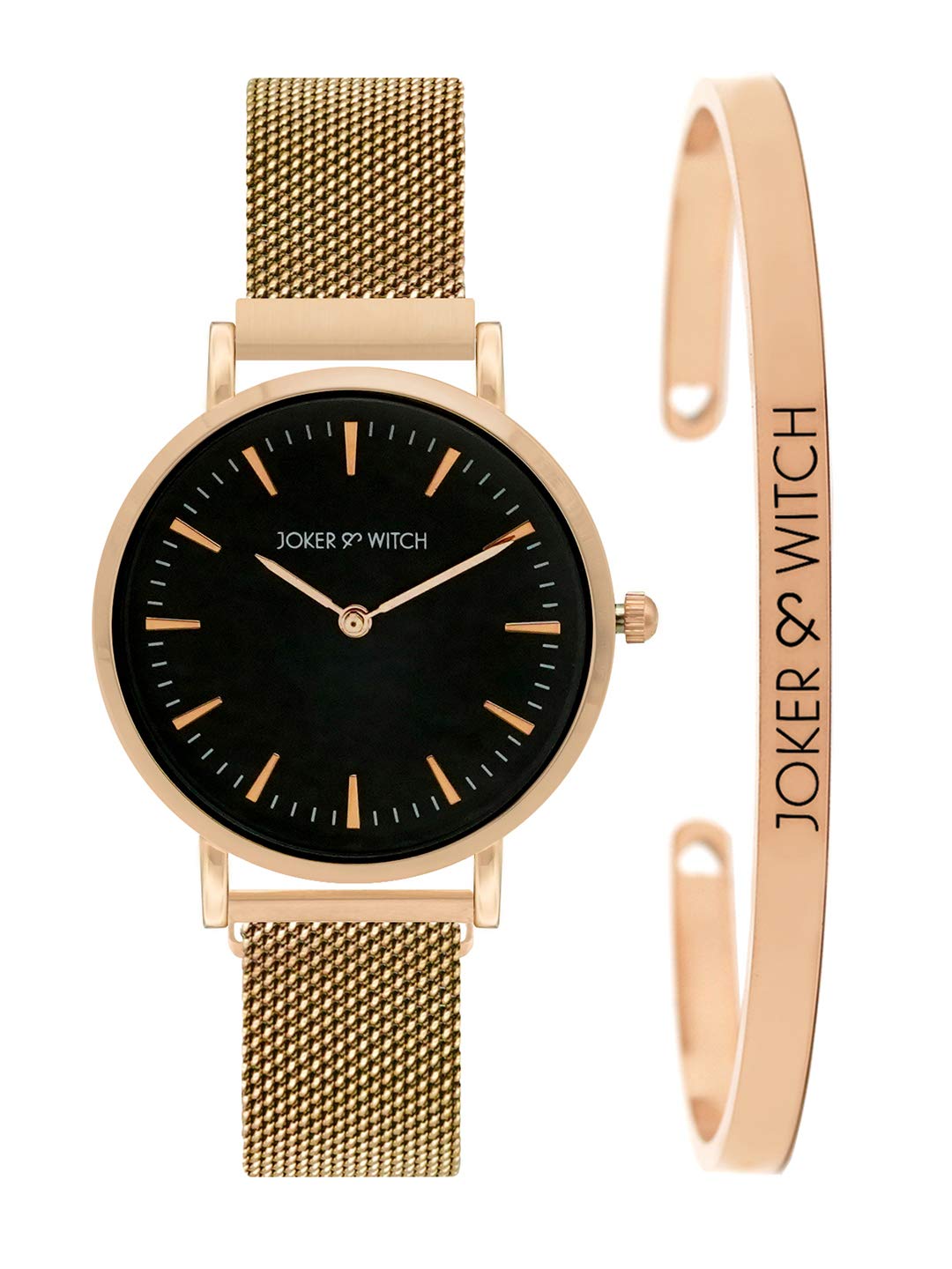 Joker & Witch Stainless Steel Moon Dust Analogue Watch Bracelet Stack For Women, Black Dial, Rose Gold Band (B08TC31TH5) Amazon Price History, Amazon Price Tracker