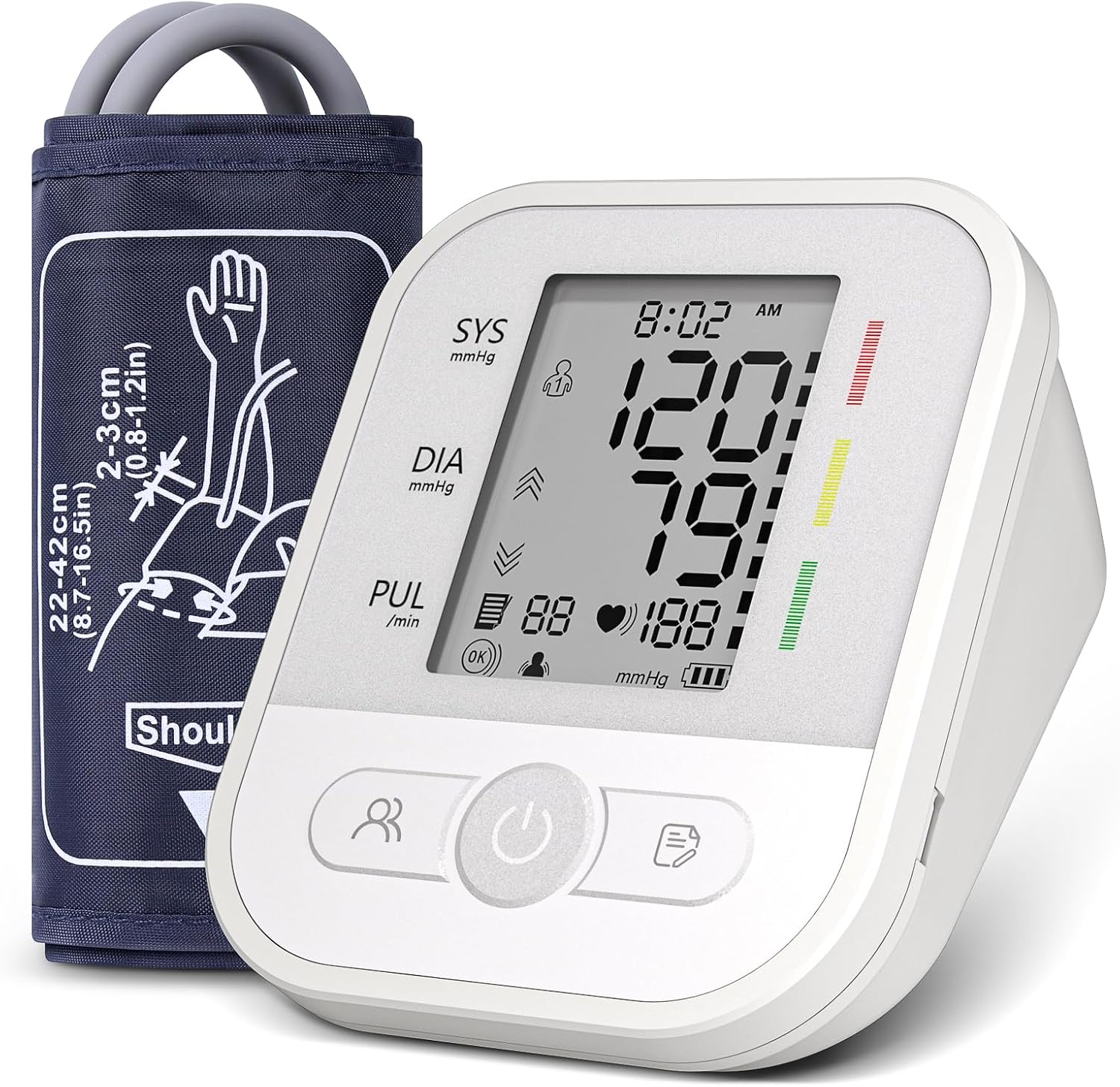 Product image of NWOUIIAY Blutdruckmessgerät Oberarm mit LCD-Digitalanzeige, intelligentes automatisches Blutdruckmessgerät mit verstellbarer Manschette (22-42cm)