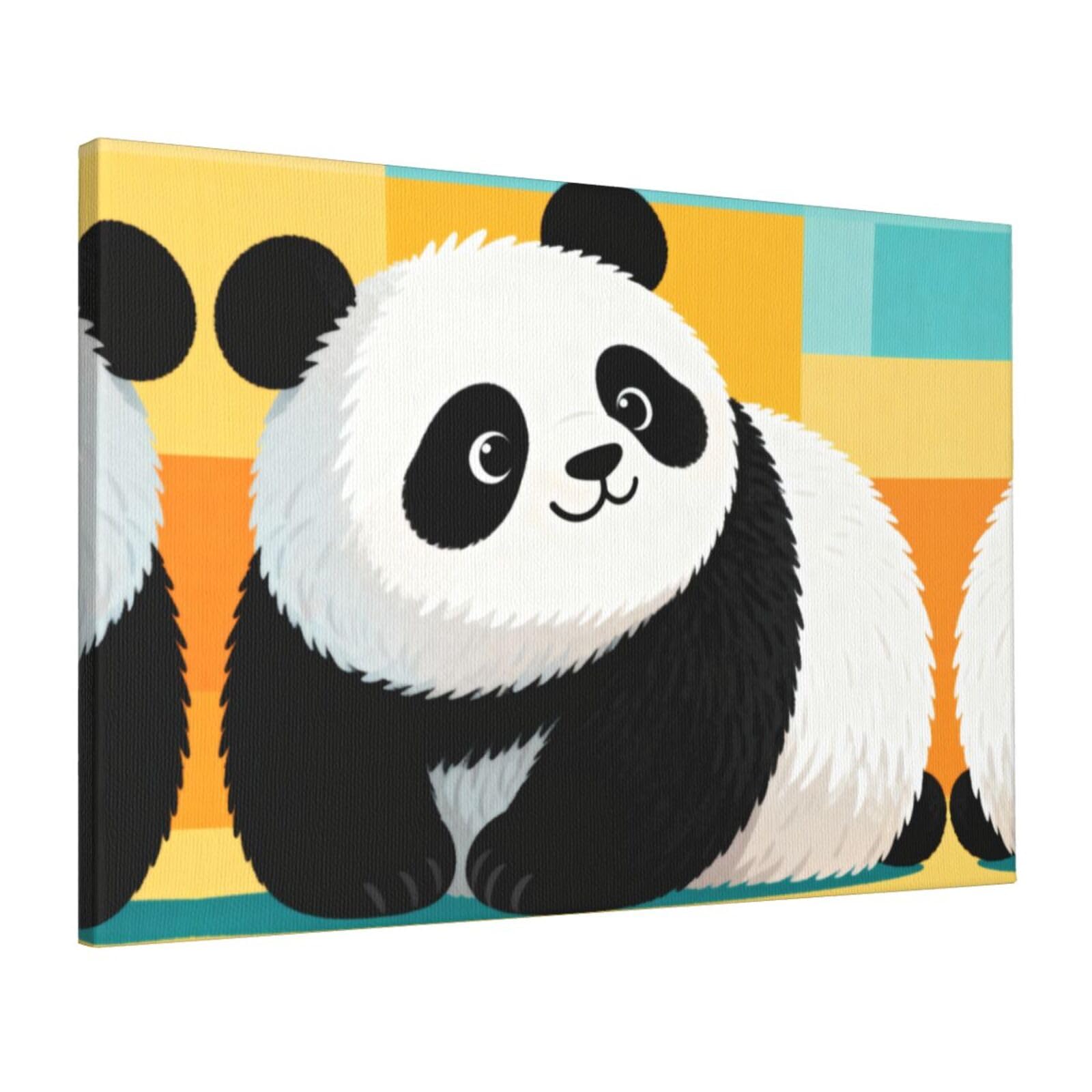 CNTDBU Panda Canvas Wall Art 16x24 Inch-Large Modern Painting Print for Living Room, Framed Ready to Hang Artwork for Bedroom