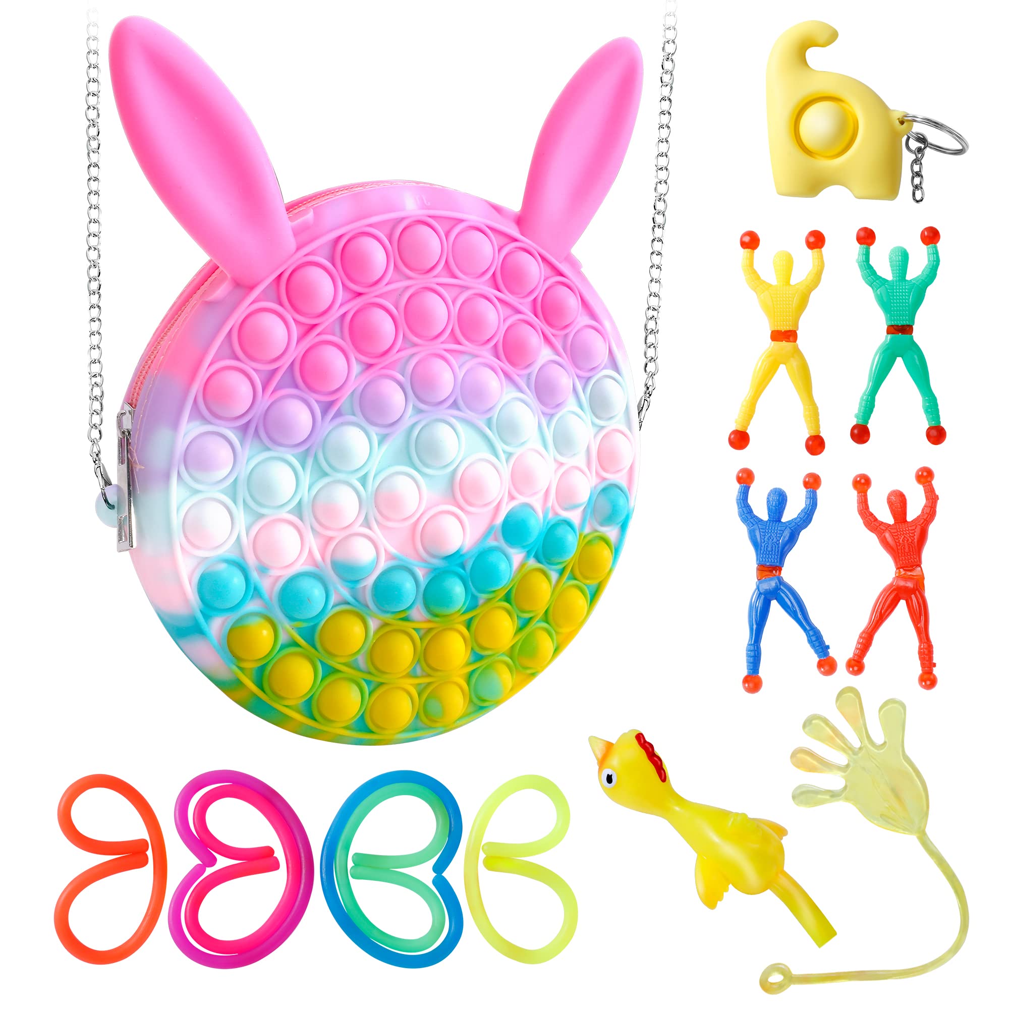 Photo 1 of BUNLE OF 2 Pop Shoulder Bag Fidget Toys Pack, Rainbow Simple Pop Purse Bag Toy, Pop Bubble Push Fidget Sensory Toys