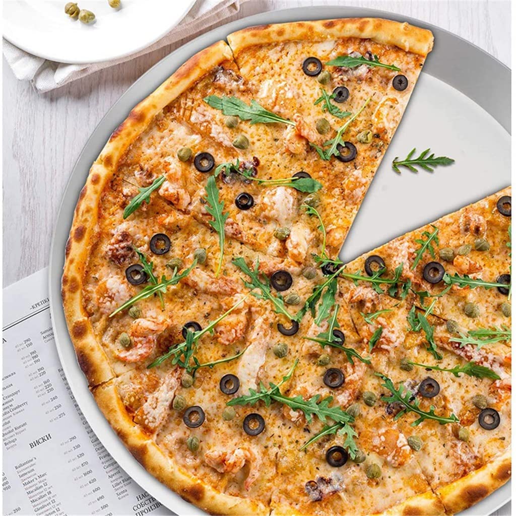 QUNINE Teglia per Pizza, teglia Rotonda da 10/12 Pollici, teglia Antiaderente per Pizza, per Piatto da Cucina del Ristorante di casa (Dimensioni: 10 Pollici) (10 Pollici)