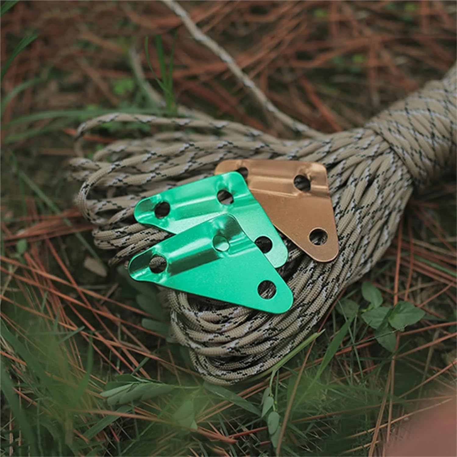 Rope Tensioner 20pcs Awning Fixing Buckle Alunimum Alloy Cord Rope Buckles 3 Holes Guy Line Rope Adjusters Cam Jam Cord Tighteners(Light Brown)