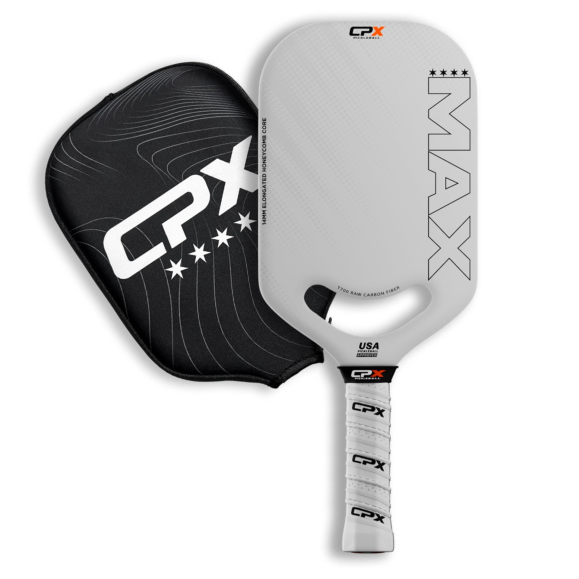 CPX MAX Raw Carbon Fiber T700 Pickleball Paddle