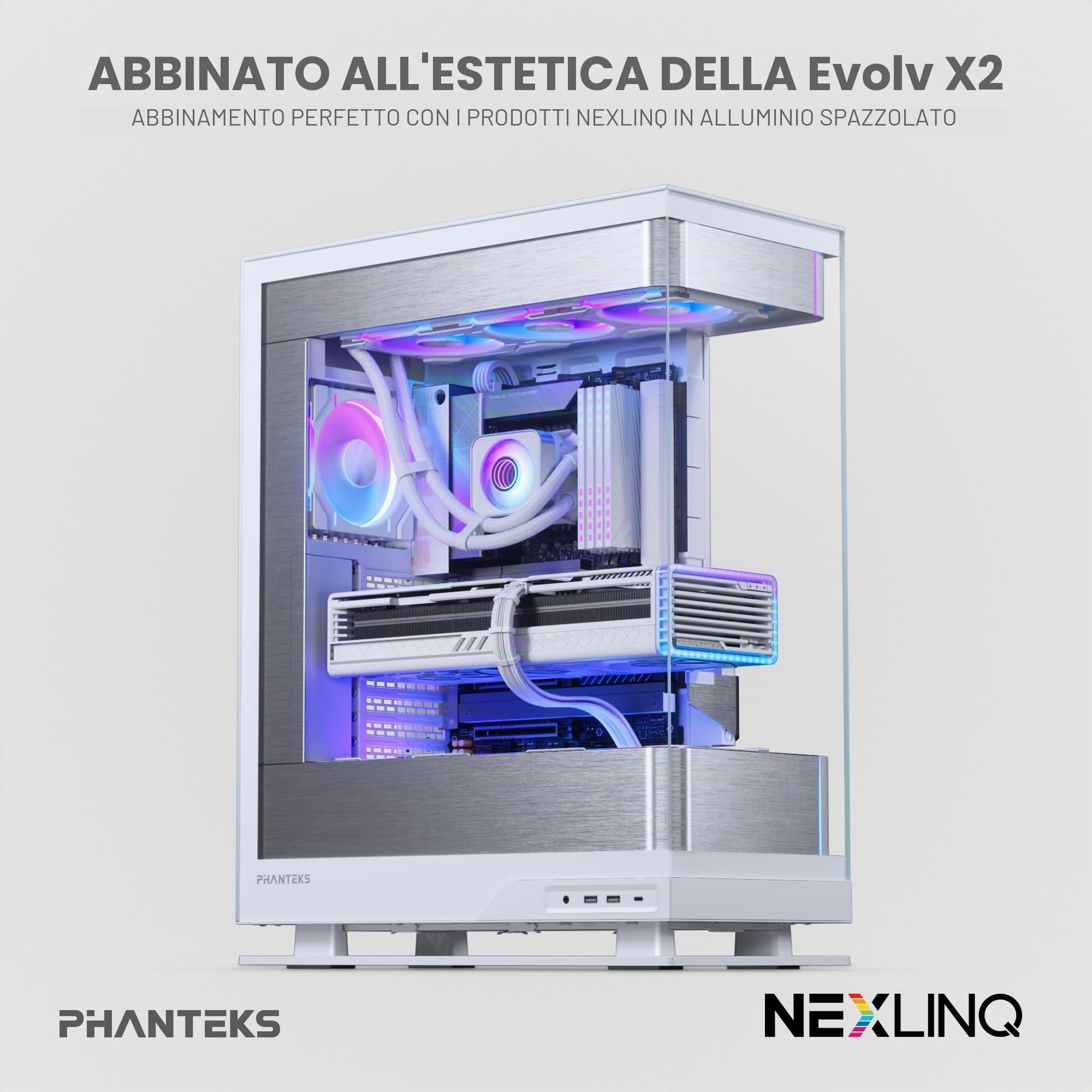 Dissipatore di calore a liquido per CPU Phanteks GO 360D30 X2 AIO, design del condensatore AIO EvolvX2,ventole D30-120 DRGB con prestazioni 3x,per Intel LGA 1851,1700,1200,115x e AMD AM4/AM5, Bianco