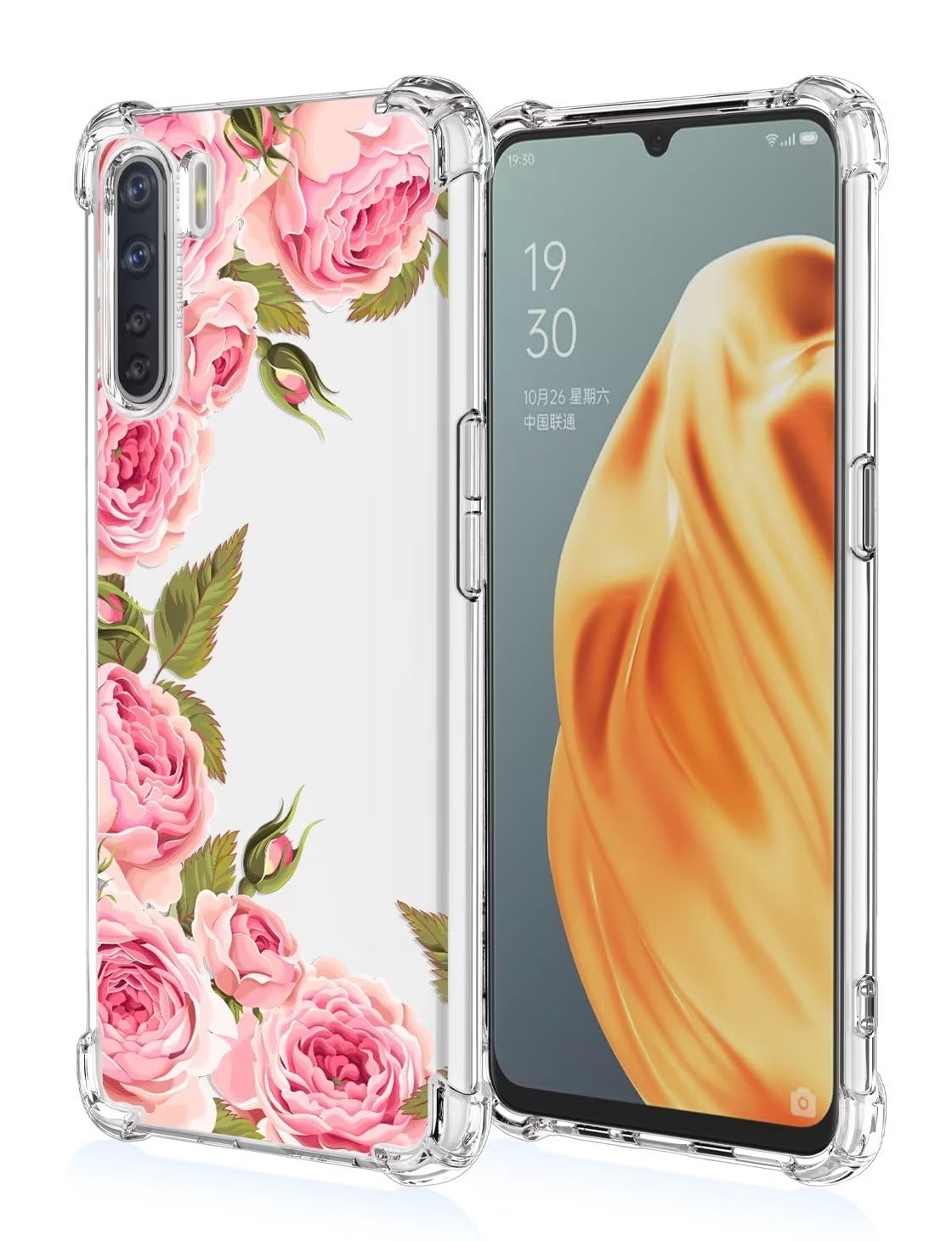 RankOne La Custodia del Telefono è Adatta per OPPO A91 (6.4 Inches), Case per Cellulare in Silicone con Telaio Galvanico - Bianco