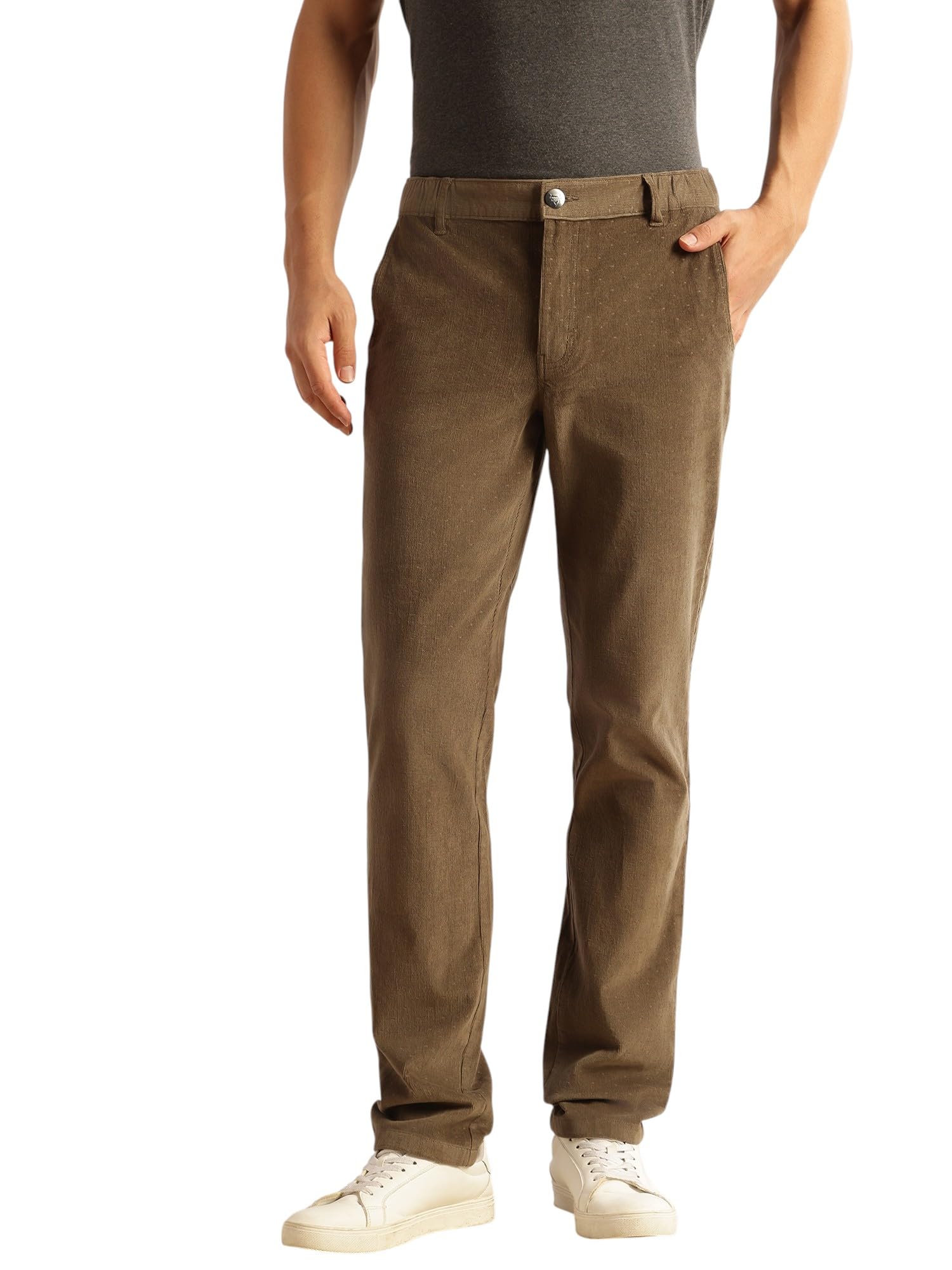 thomas scott Men's | Regular Fit | Mid-Rise | Textured | 4 Pockets | Button Closure | Woven | Corduroy | Trouser-picture-35