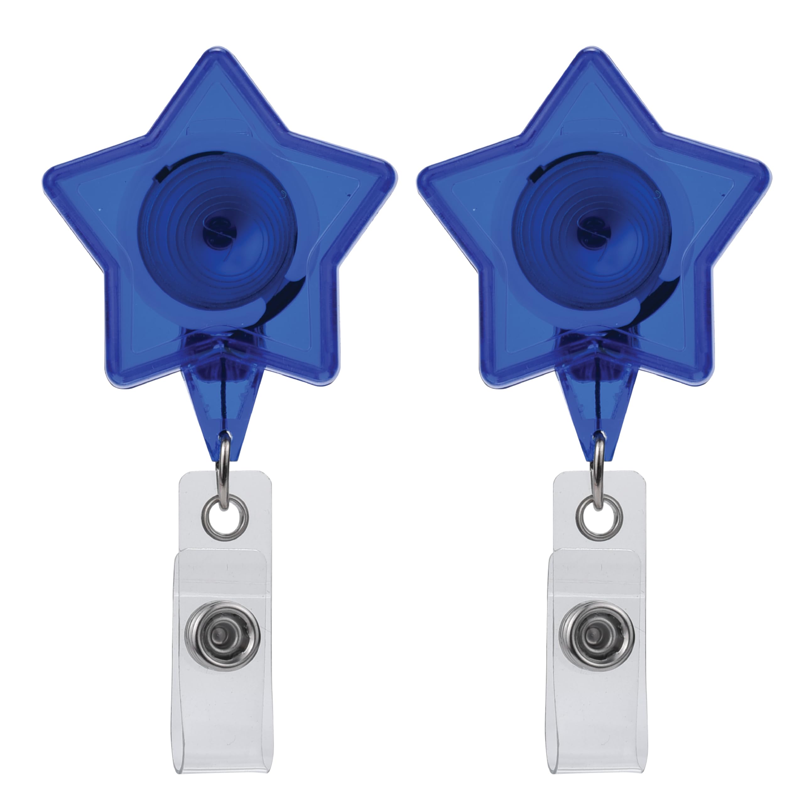 Will Well 2 Pack Heavy Duty Retractable Badge Reels - Star Blue