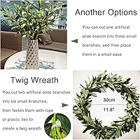 Vista 5 de 39 Inch Artificial Olive Branch Greenery Stems Fake Plants with 222 Leaves for Vase Faux Olive Branches Home Decor Indoor 2PCS