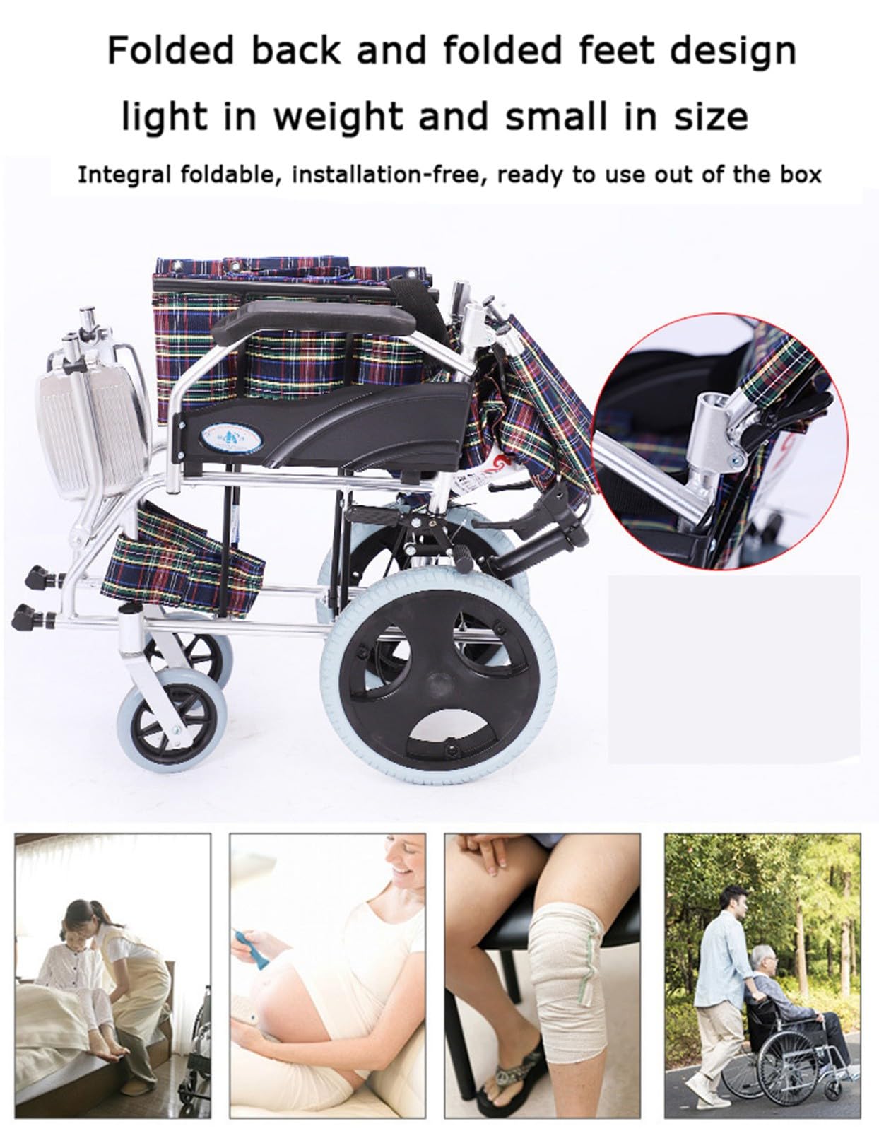 Silla De Ruedas Manual Ligera,Silla De Ruedas Plegable Portátil Silla De Ruedas Multifunción Hogar Ancianos Discapacitados Scooter Frolley Walking Aids A