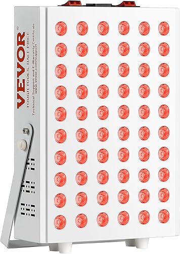 VEVOR Terapia de luz roja para cara corporal, 60 LED de doble chip, rojo 660 nm y combo de infrarrojo cercano de 850 nm, panel de terapia de luz