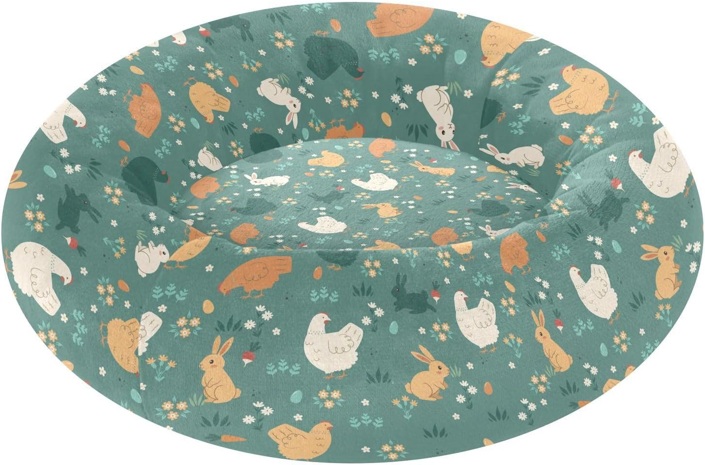 Pet Dog Bed Calming Anti Anxiety Fluffy Dog Pillow Bed for Medium Size Pets Supplies M Chicken and Rabbit Pattern