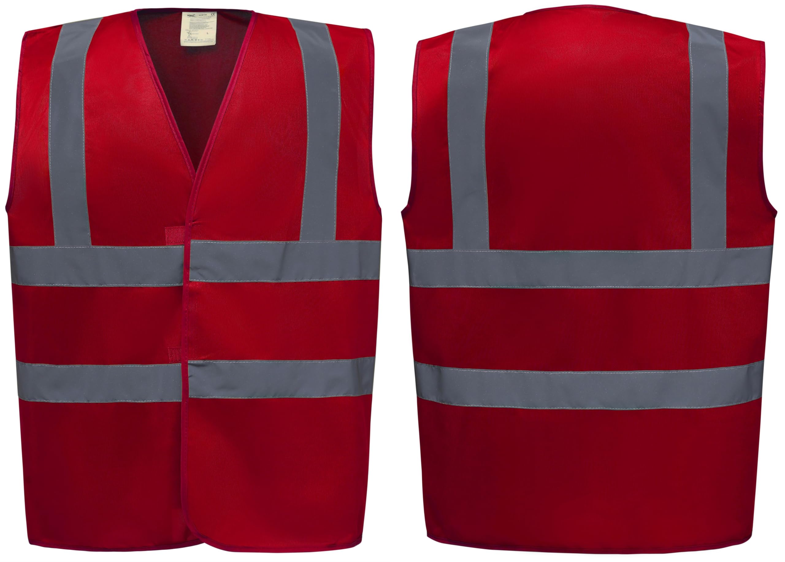 High Visibility Reflective Safety Vest – Premium Hi Vis Waistcoat with Fastening, 14 Colours, Lightweight Workwear for Construction, Security & Cycling (Red, Large)