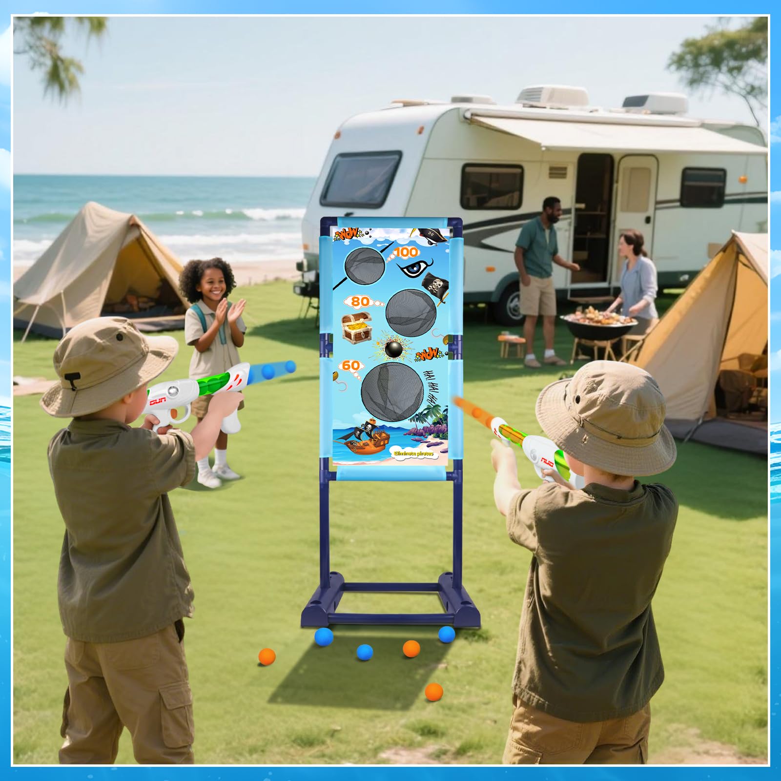 DX DA XIN Giochi di Tiro al Bersaglio per Bambini Include 2 Pistole Giocattolo 18 Proiettili di Schiuma per Ragazzi Compleanno Regalo di Natale Giocattoli per Bambini 4 5 6 7 8 9 Anni