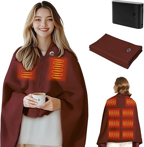 Chal térmico portátil, chal térmico para mujer, rojo