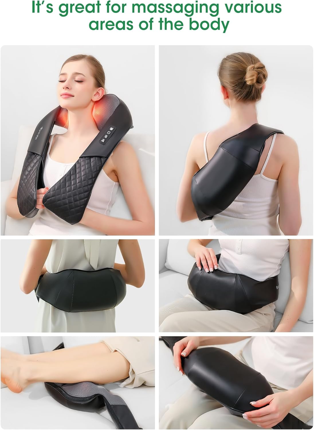 Cordless Shiatsu Neck and Back Massager with Heat for Pain Relief Deep Tissue, Rechargeable Electric 4D Kneading Massage Pillow for Shoulder/Leg/Body Muscles, Best Gifts for Men/Women/Mom/Dad