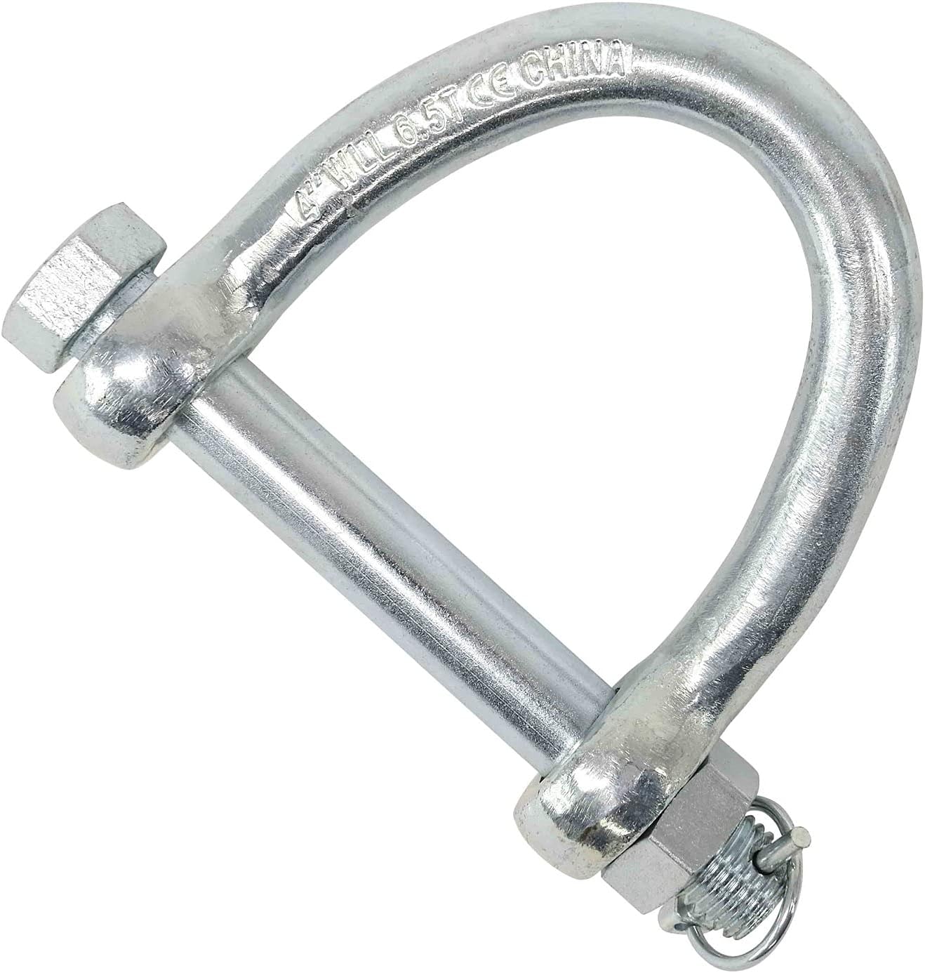 Mytee Products Web Sling Shackle - 4" w/Quick Pin, 13,000 lbs WLL, White Blue Zinc, for Recovery Straps, Auto Hauling, Towing