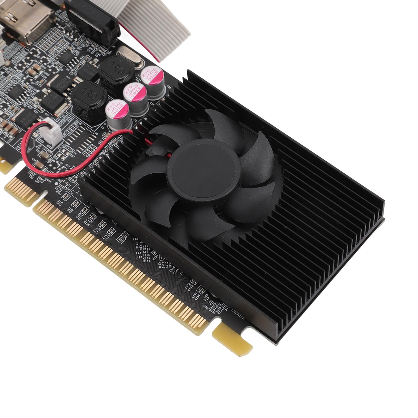 ciciglow Karta graficzna PCI E GT610, karta graficzna do gier do komputera stacjonarnego DDR3 64BIT PCI Express 2.0 16X 2 GB wentylator chłodzący pojedynczy port HDMI VGA DVI, dla