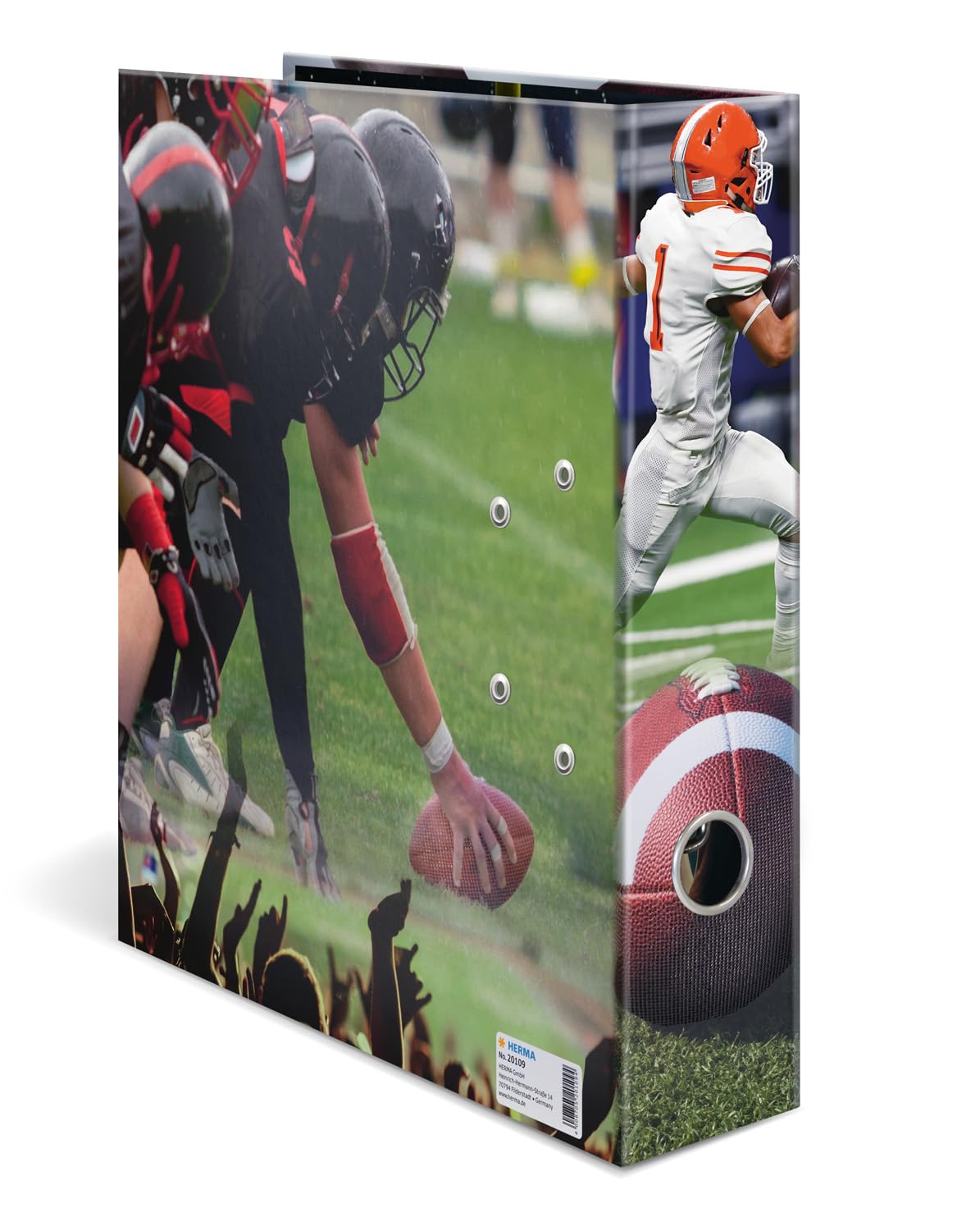 Herma A4 Lever Arch File American Football, 70mm Spine, Heavy Duty Folder with Sport Motif, Glossy Finish & Inner Print - Image 2