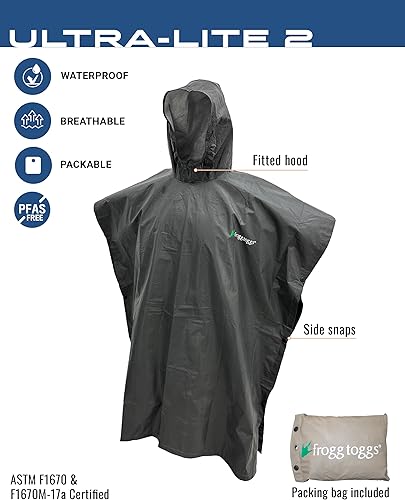 Miniatura 2 de FROGG TOGGS Ultra-lite2 - Poncho de lluvia impermeable, transpirable, tamaños para adultos y jóvenes