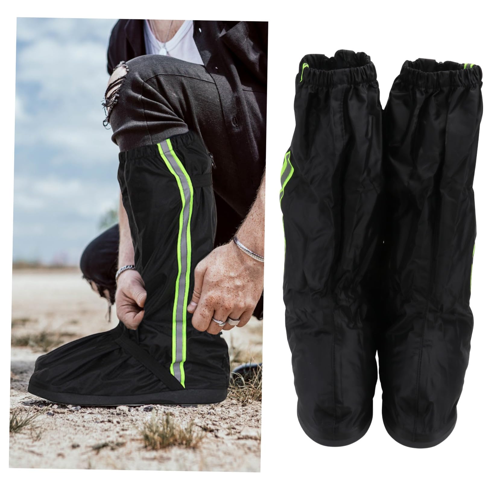 Polainas Impermeables para Exteriores y Senderismo, Cubre Zapatos De Tela Oxford Negra XXL, Resistentes Al Agua y Viento, Ajustables para Hombre y Mujer, Uso Trekking, Caza y Escalada