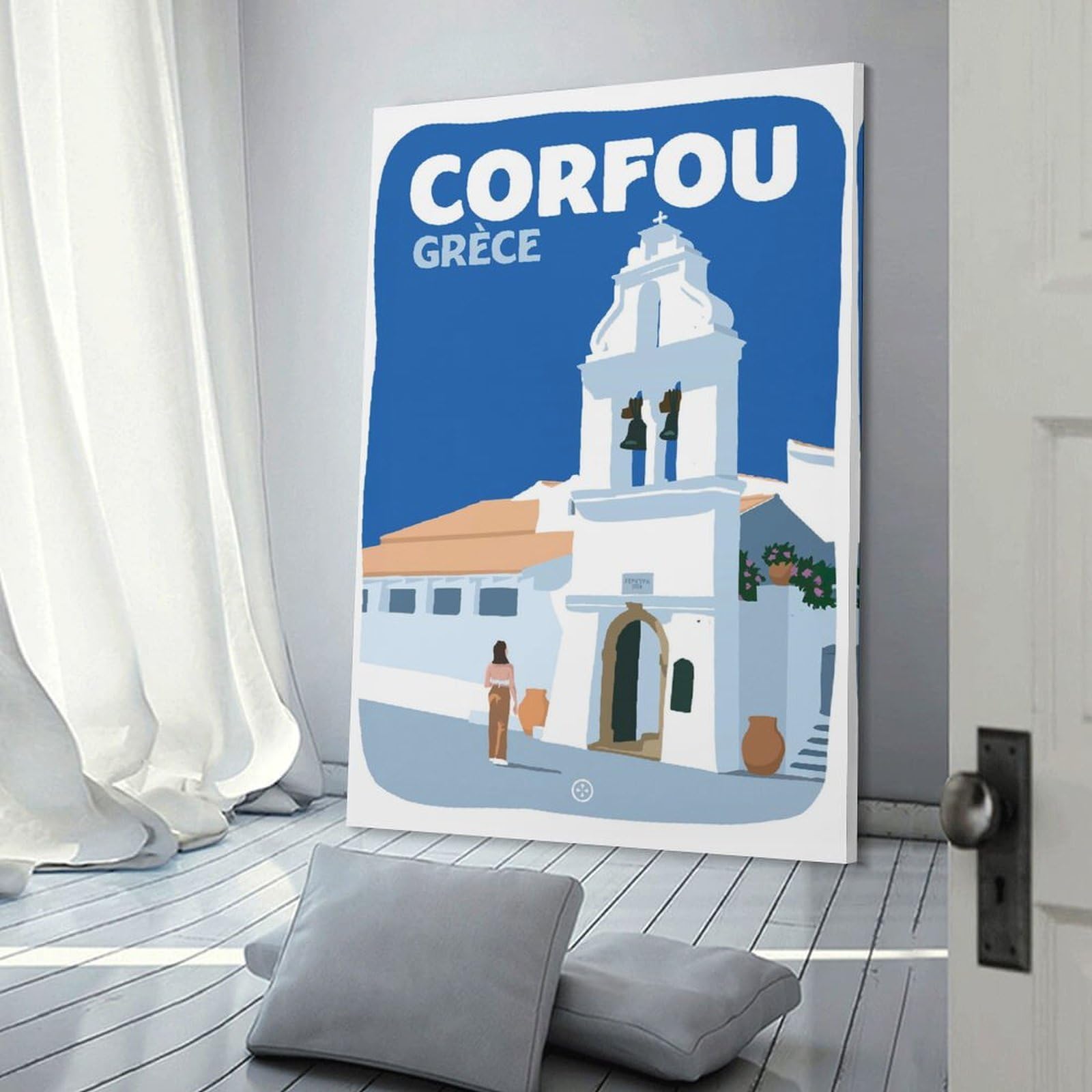 Junmoney Corfu Greece Travel Decorative Canvas Print, 20x30inch(50x75cm), for Home, Office, Studio Or Guest Room, Canvas Wall Art That Fits Changing Layouts