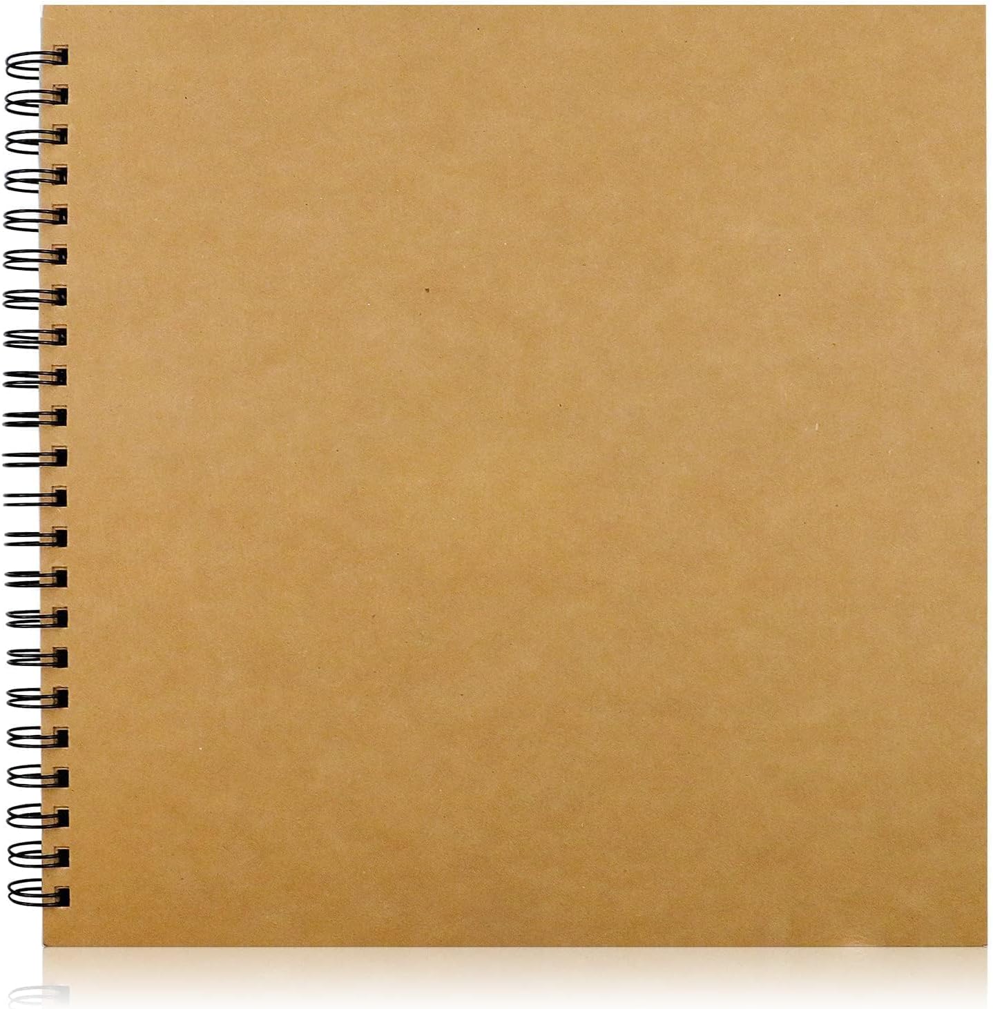 Hardcover Kraft Blank Page Scrapbook Photo Album,Blank Wedding Guest Book, Photo Album, Square Spiral Bound Cardboard Cover Sketchbook,50 Sheets, 12 x 12 Inches,200GSM