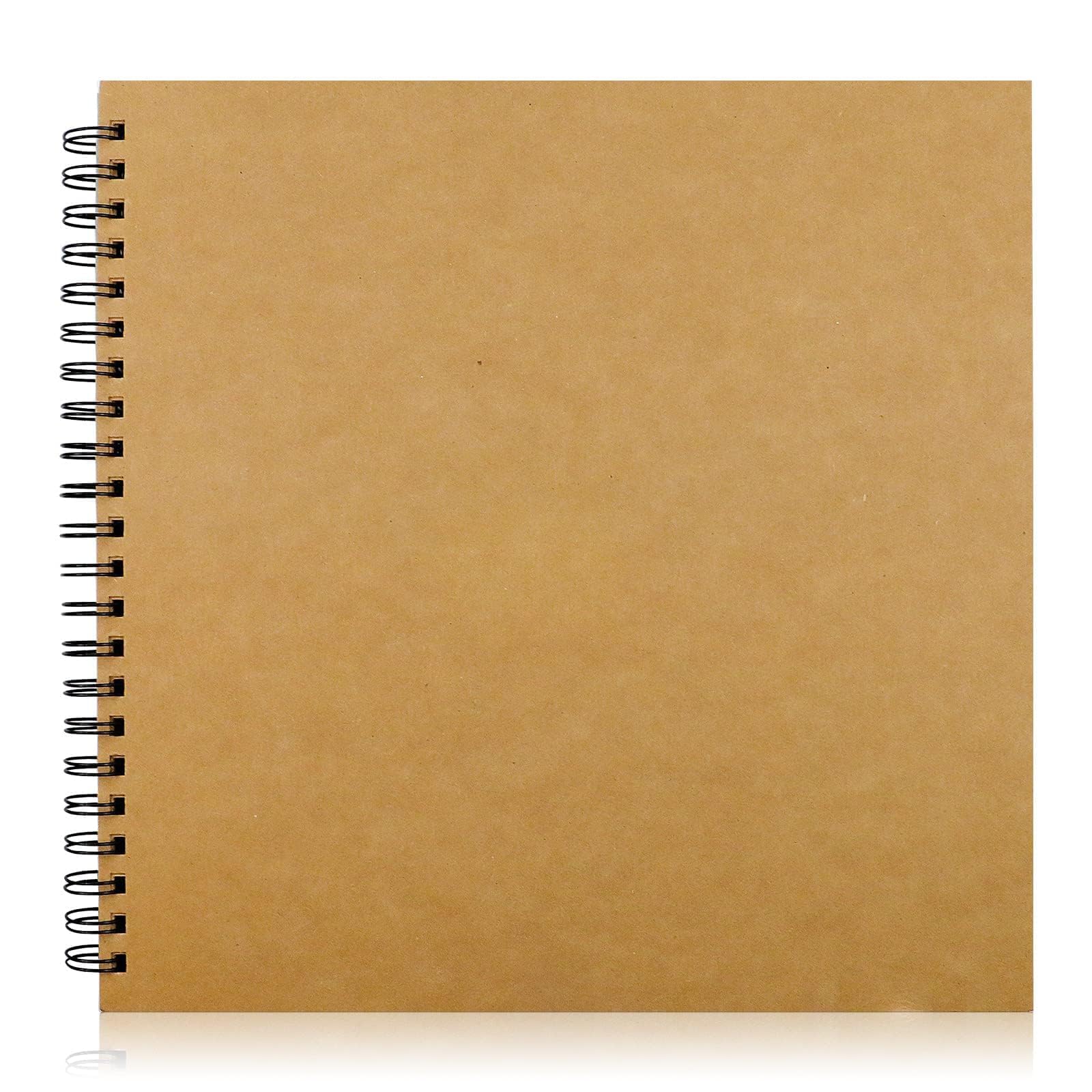 12x12 Inch Scrapbook Album 100 Pages, Hardcover Kraft Photo DIY Memory Book with Spiral Binding for Wedding Anniversary Family Photos