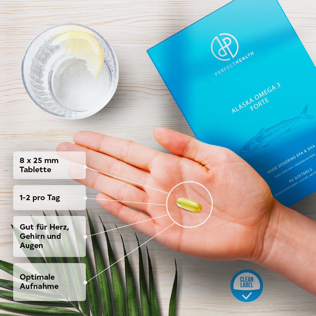Perfect Health Oméga 3 Gélules Vegan - Haute Concentré 1000mg d'Huile de Poisson - 90 Gélules EPA DHA Haute Concentration - Acides Gras