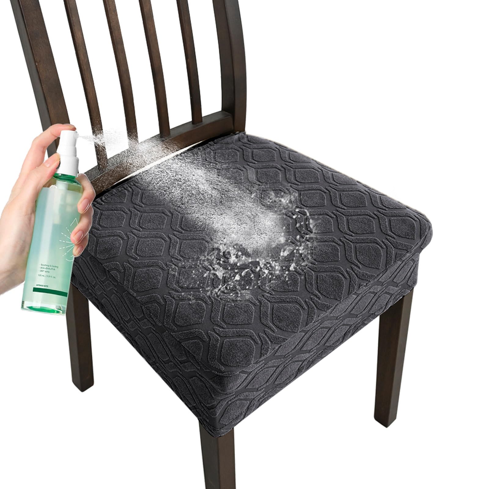 Coprisedili elasticizzati per sedie da pranzo, rimovibili e lavabili, per sala da pranzo, 8 pezzi, colore grigio scuro, universali, in tessuto resistente